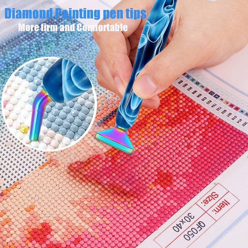 Heyseri 14PCS Diamond Painting Pen Ergonomic Diamond Art Pen with Exquisite Stainless Steel Metal Tips, Comfort Grip and Faster Drilling(Blue) - Image 3
